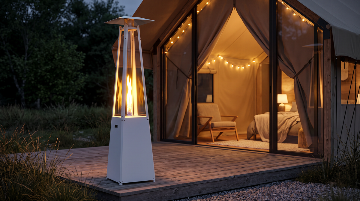 Plinski grelnik Fuego – oblika dežnika, jeklen, 12 kW