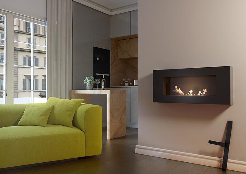 Ekokamin Dey Flat - Stenski kamin, črn